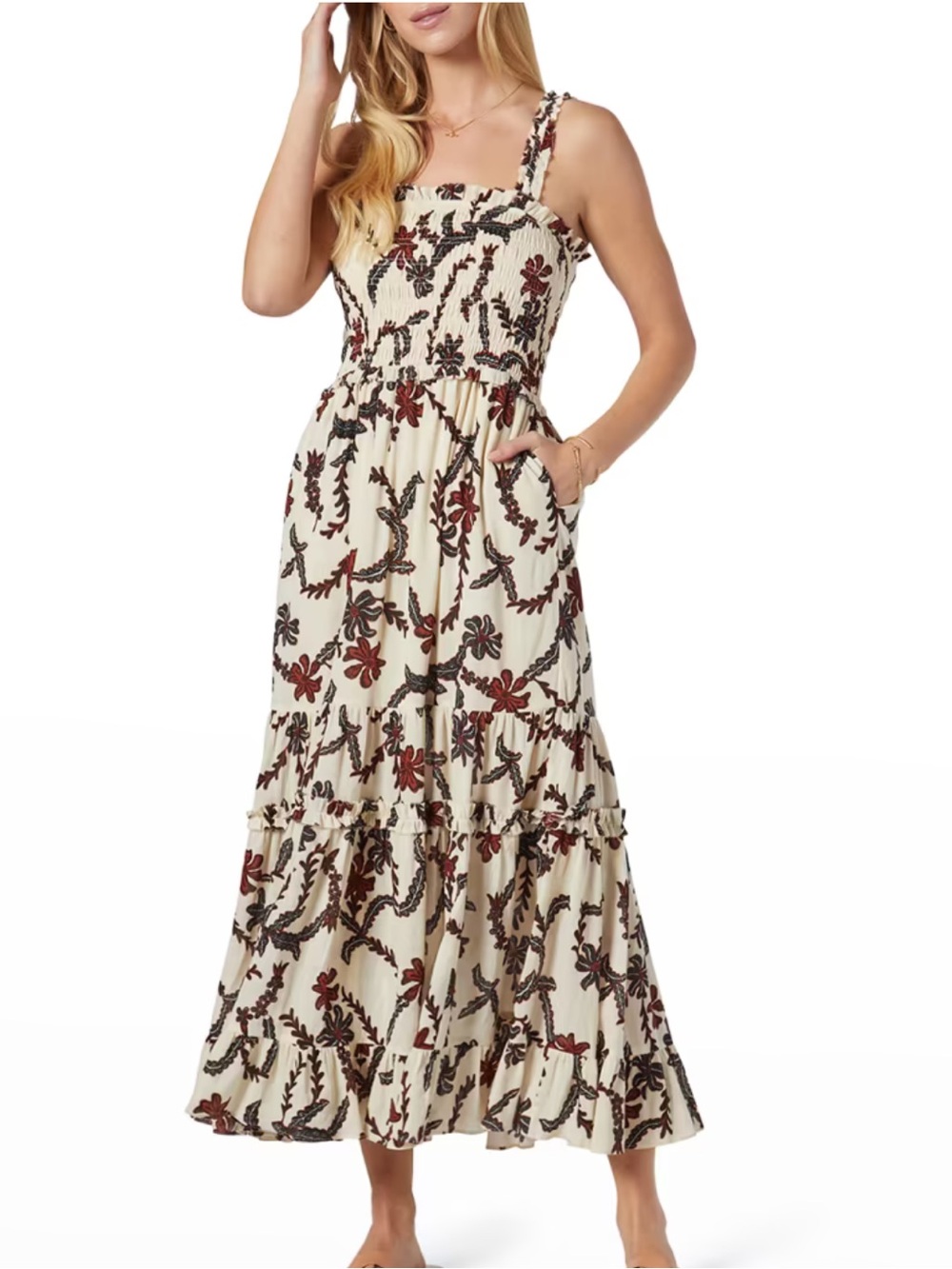 JOIE- Jailene Smocked Cotton Maxi Dress